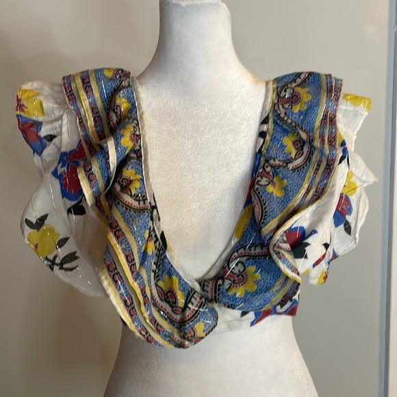 [PLACE NATIONALE] Colorful Ruffle Crop Top - Size Small - Picture 2 of 9